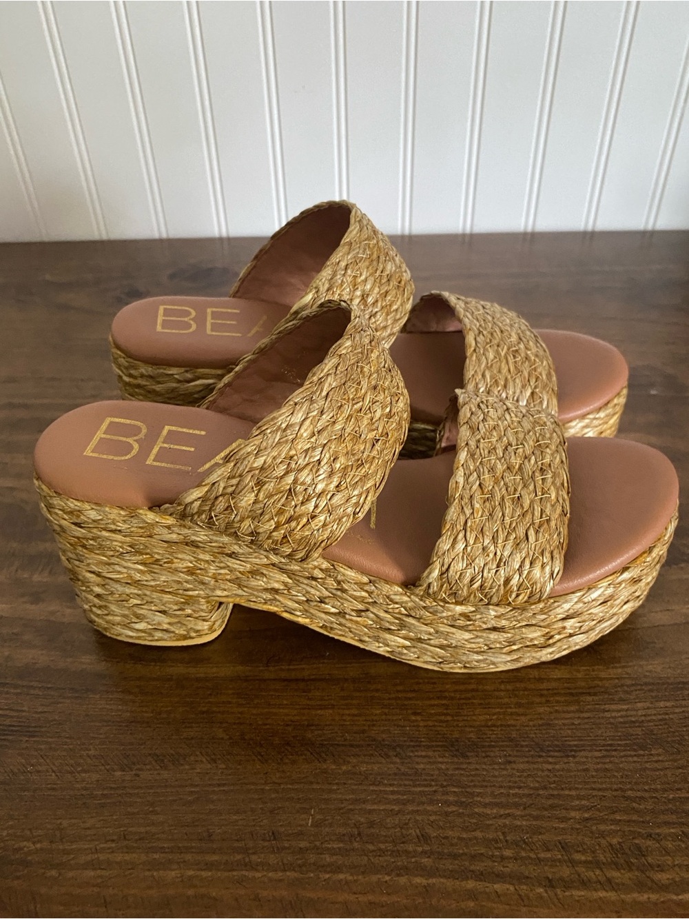 Beach by Matisse - Natural Woven Platform Slide Sandals - size: 7 (women’s)